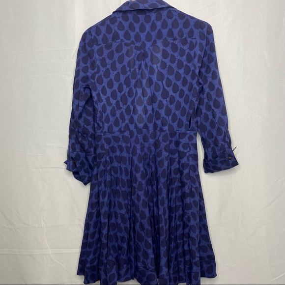 Diane Von Furstenberg Navy Blue Full Wrap Printed Midi Casual Dress 6 Small - Picture 12 of 12